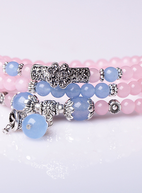 粉色佛珠韩版水晶手链