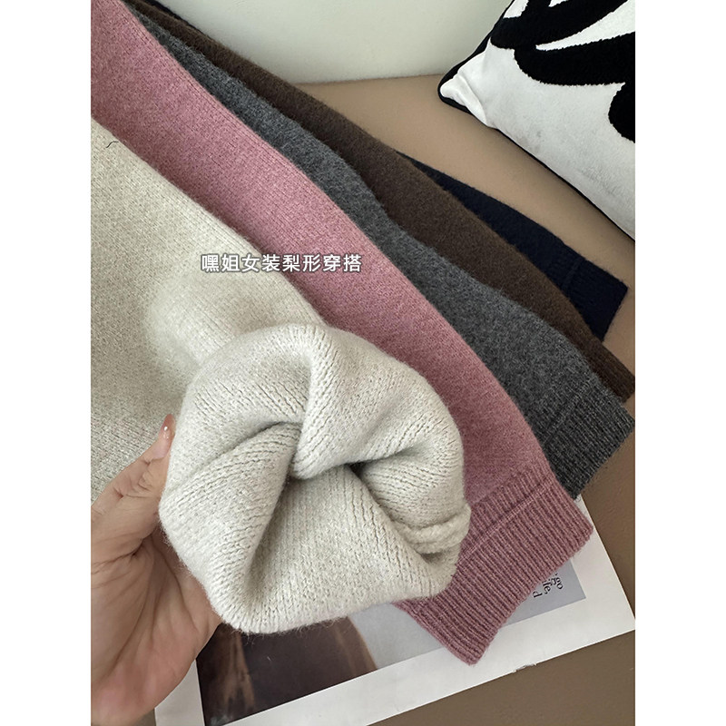 花香肉桂】韩系慵懒风单排扣显瘦毛衣休闲百搭双口袋针织外套女秋 - 图3