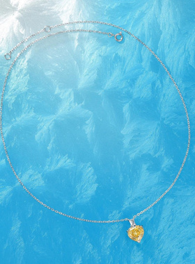 Witther冰花切割黄钻爱心项链轻奢小众925纯银彩宝桃心吊坠锁骨链