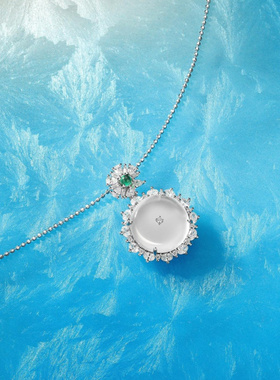 Witther天然高冰水沫玉平安扣项链新中式轻奢高级感925银锁骨链