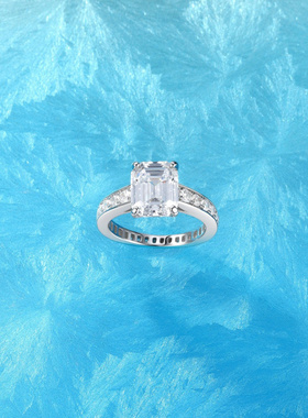 Witther小众设计方糖戒指女轻奢925银冰糖四爪钻戒婚戒奢华高级感