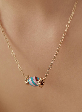 SOLDE VERANO蕃秀 撞色糖果项链珐琅彩童趣可爱甜美精致送女友