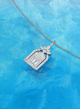 Witther原创设计925银满钻幸福之门项链轻奢手工满镶小众锁骨链女