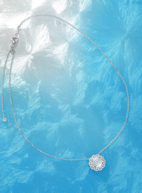 Witther小众设计蛋面水沫玉项链轻奢高级感925纯银太阳花锁骨链女