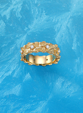 Witther小众设计中古编织拉丝戒指意大利轻奢高级感925银法式尾戒