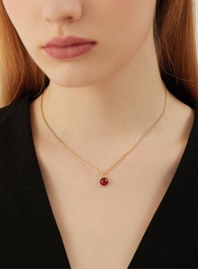 SOL DE VERANO蕃秀佩蒂斯项链红玛瑙简约高级精致纯银送女友