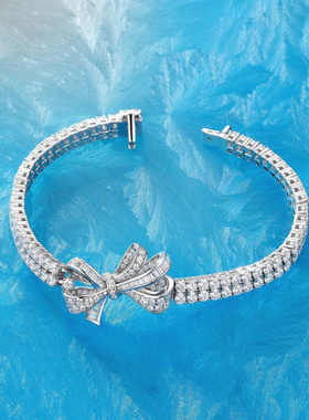 Witther原创重工满钻蝴蝶结排钻手链女925银小众超仙甜美锆石手饰