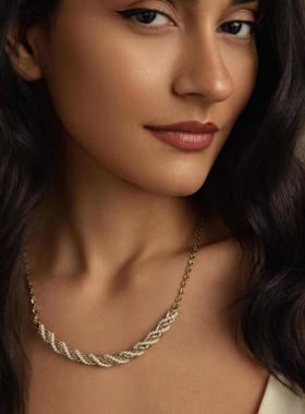 SOLDEVERANO蕃秀西班牙小众设计金色麻绳珍珠微笑项链高级感轻奢