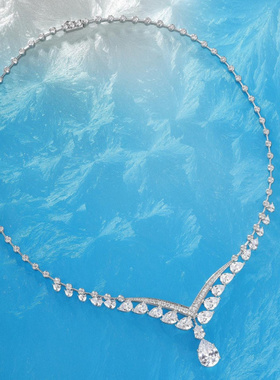 Witther水滴满钻流苏925纯银项小众设计链奢华高级感锁骨链女秋冬