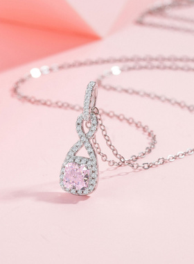 Witther原创设计冰蓝小众项链高级感方糖冰花切吊坠925银锁骨链女