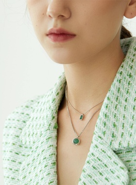 SOL DE VERANO蕃秀夏趣项链双层叠戴精致小巧高级银色送女友