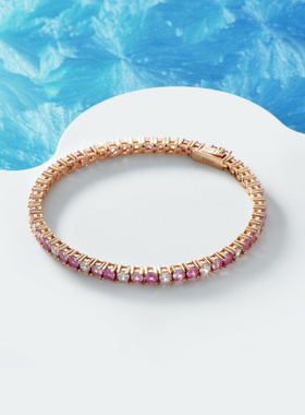 Witther小众设计渐变网球手链轻奢高级感925银粉钻满天星满钻手饰