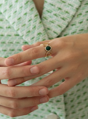 SOLDEVERANO孔雀石环形戒指轻奢