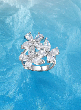 Witther轻奢马眼钻石三蝴蝶戒指高级感三重奏蝴蝶戒指女小众925银