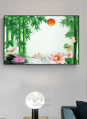 九鱼图装饰画客厅沙发背景墙挂画