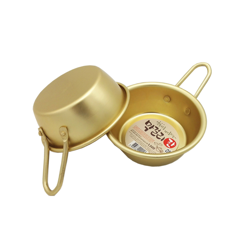 韩国米酒碗黄铝碗黄铜色碗马格里碗带把米酒杯饭店餐饮碗小黄碗