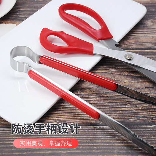 韩国烤肉剪刀夹子套装骨头鸡排厨房剪刀韩式烤肉夹子加厚多用途 - 图2