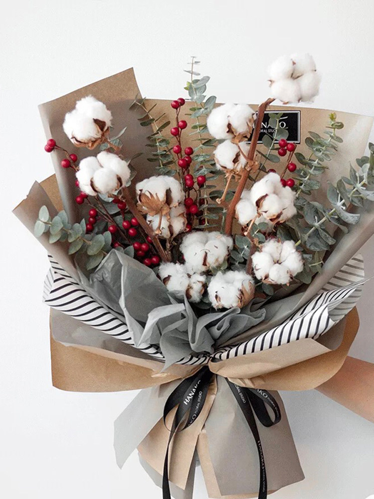 圣诞节单支棉花干花真花花束自然花束永生花diy家居插花摆设材料,淘宝优惠券,粉丝福利购,淘宝优惠卷