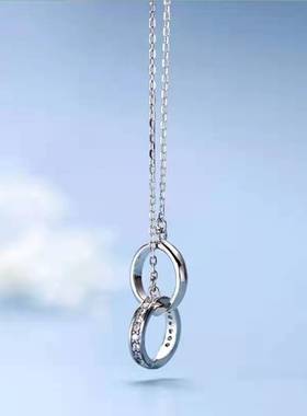 纯银小众设计感双环锁骨链