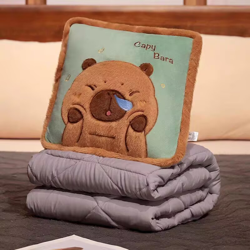 卡皮巴拉抱枕被子两用枕头毯子靠枕二合一车载车用办公室午睡枕 - 图2