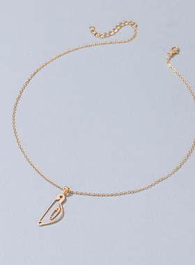 日韩时尚回形针吊坠项链简约气质