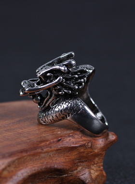 欧美风男士龙头夸张夜店开口戒指