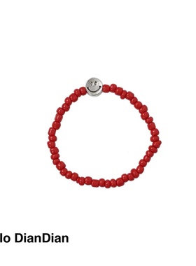 笑脸红色串珠可爱网红手链红绳