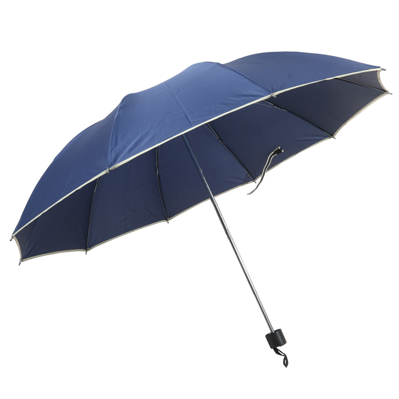 海螺三折十骨加固素色包边加大防水布广告礼品阳伞折叠商务晴雨伞