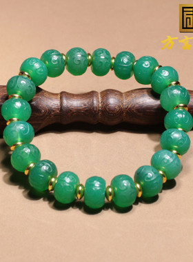 方言和田玉绿色玛瑙算盘手串