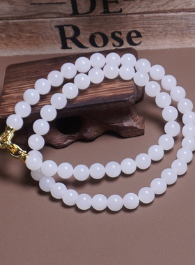 新疆黑山料油润细腻羊脂白玉手串