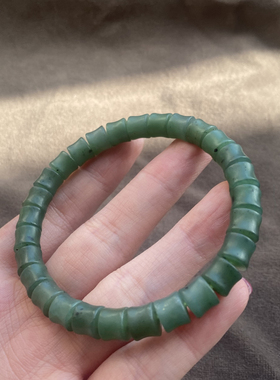 俄罗斯料菠菜绿碧玉7mm竹节手串