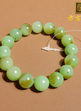 俄罗斯老坑碧玉带糖圆珠12mm手串