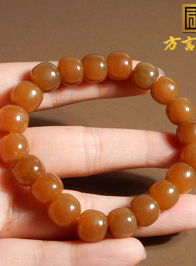 爆火方言和田玉佩戴且末料金山矿糖玉黄金糖10mm老型珠手串手链A6