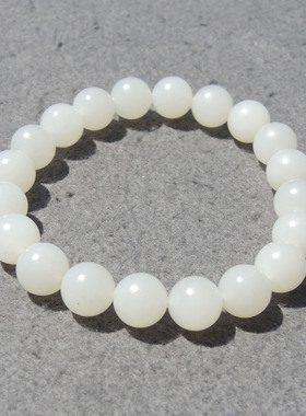 高品质方言新疆和田玉95于田料油润细腻羊脂白玉10mm手串手链S6