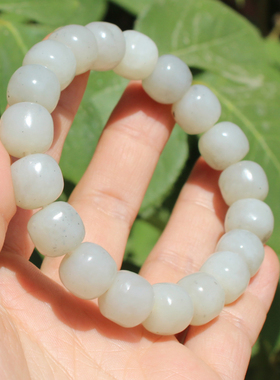 新疆高脂含特殊黑铁矿石白玉手串