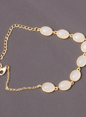 方言和田玉青海料白玉银镶玉手链