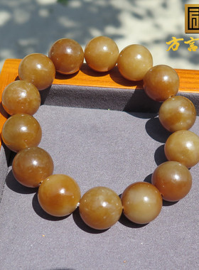 方言和田玉精品收藏级新疆油润细腻且末老红糖卡16mm手串手链A2