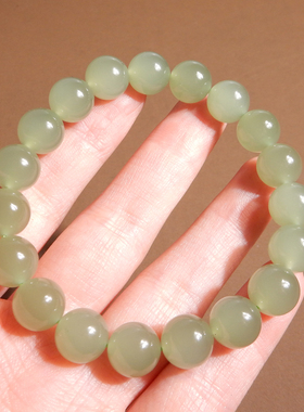 青海老坑起荧光晴水10mm圆珠手串