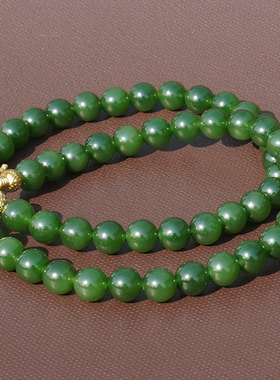 方言和田玉俄冰底细阳绿碧玉手串