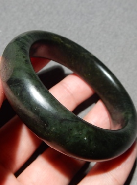 方言和田玉留毛孔青籽手镯51mm