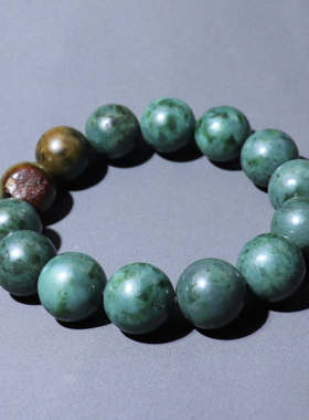 爆款放漏方言和田玉特色蓝调红黄沁多彩碧玉籽料卡14mm手串手链A8