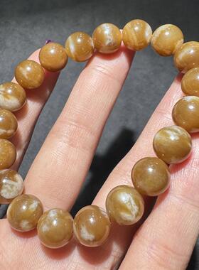 难得一见方言新疆和田玉老坑且末糖玉特色牛轧糖油润10mm手串S6