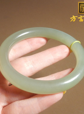 青海老坑茶晴色圆条手镯56mm手镯