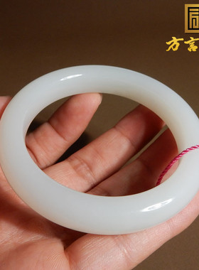 惊呆了方言和田玉青海老坑料温润细腻白玉卡54mm正装女士手镯A5