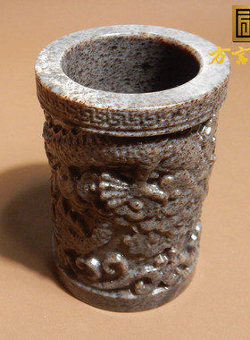 嗨了方言和田玉放巨漏青海细腻油润老坑料野牛沟桂花糕笔筒摆件w3