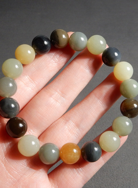 大漠楼兰三色玉青花三彩10mm手串