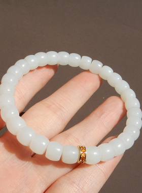 俄罗斯料羊脂白玉7mm直切珠手串