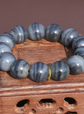 方言和田玉细腻一线天青花籽手串