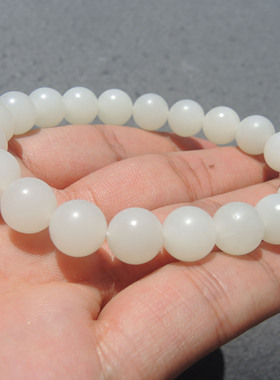 高品质方言和田玉精品95于田料高脂高糯羊脂白玉10mm手串手链S6