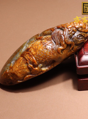 方言和田玉黄沁皮青白玉底钟馗